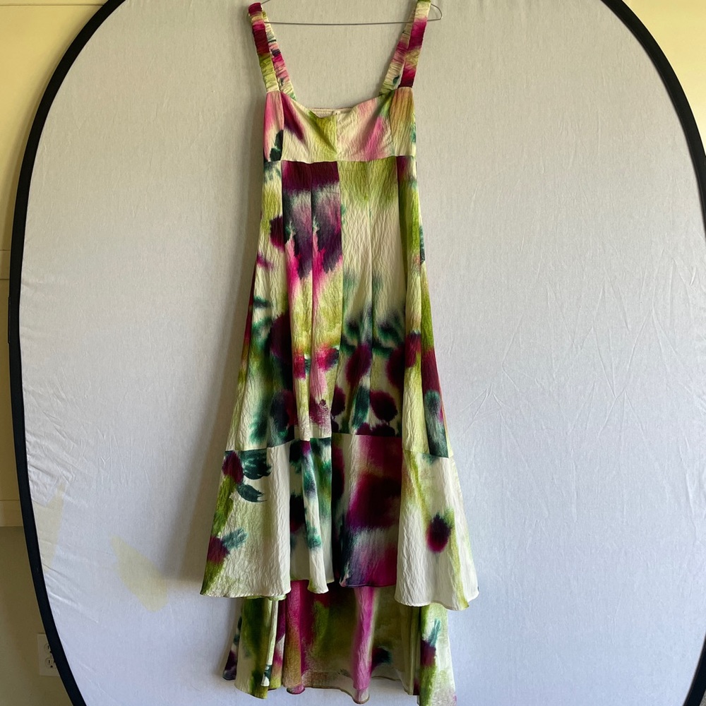 Anthropologie Pink and Green High Low Sundress
